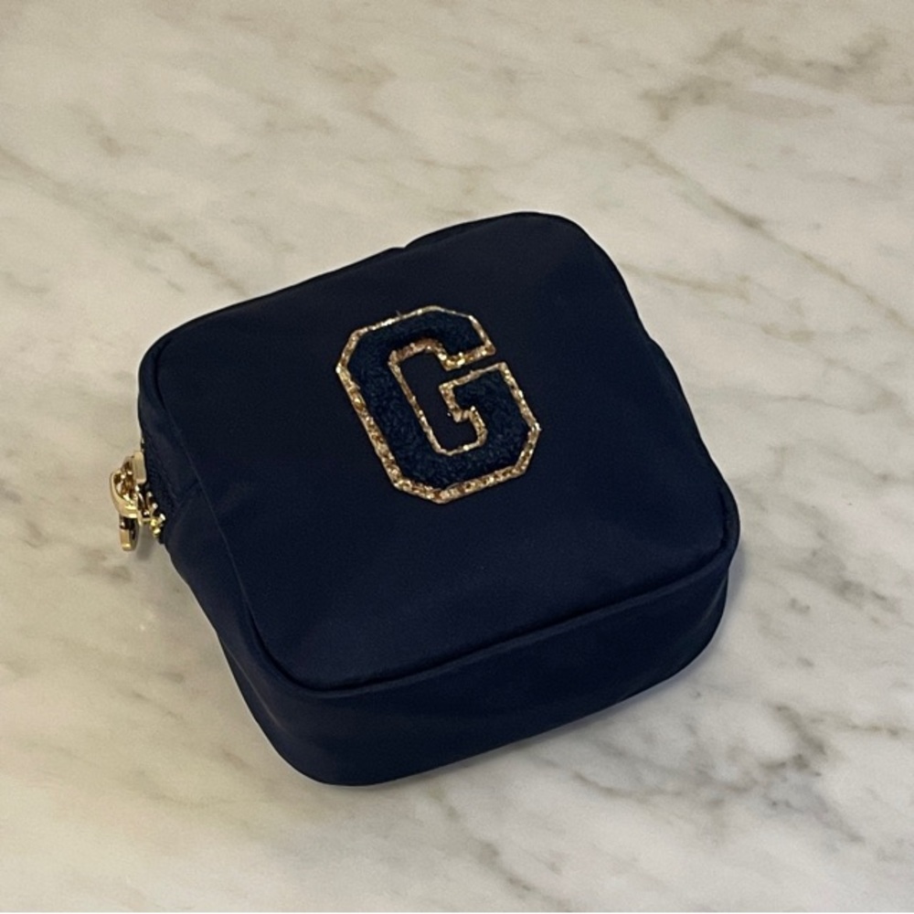 Stoney Clover Navy Mini Pouch with Gold Initial “G”